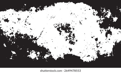 Textura Grunge Splatter com decaimento central e borda áspera, alto contraste preto e branco sobreposição