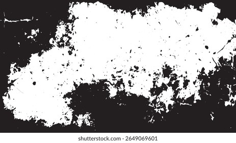 Grunge Splatter Texture Frame, Black and White Distressed Border Overlay for Photo Masking