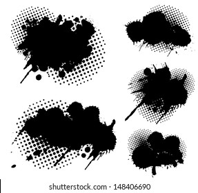 Grunge splatters and dots set