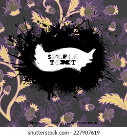 Grunge splodge card. Abstract backdrop design with blots and place for your text