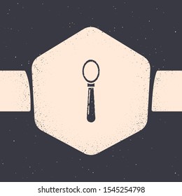 Grunge Spoon icon isolated on grey background. Cooking utensil. Cutlery sign. Monochrome vintage drawing. Vector Illustration