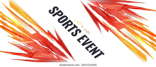 Grunge Sport Background with Orange Brush Strokes and Halftone Style