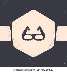 Grunge Sport cycling sunglasses icon isolated on grey background. Sport glasses icon. Monochrome vintage drawing. Vector