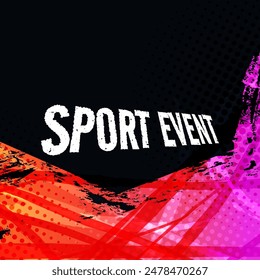 Grunge Sports Background with Brushstrokes in Colorful Gradient Style