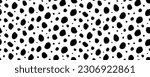 Grunge spots hand drawn vector seamless pattern. Blobs and blotches horizontal banner. Irregular organic dots and blots ornament. Cheetah spots black print. Seamless pattern with scattered round dots.