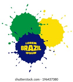 Grunge Spots, using Brazil flag colors 2016. Vector Illustration 