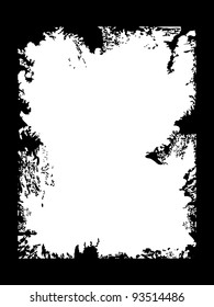 Grunge spotted black frame with white background
