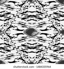 Grunge spotted black and white vector seamless pattern. Abstract monochrome geometric spotty background. Modern ornamental brindles backdrop. Trendy textured ornament. Stylish design. Endless texture