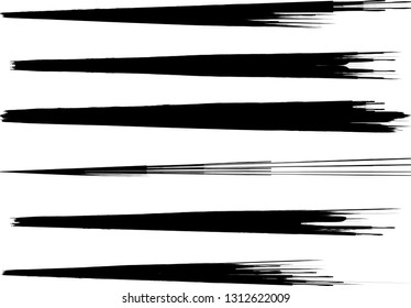 Grunge spray paint . Vector brush Stroke . Distressed banner . Black stripes isolated. paintbrush collection . Modern Textured shape . Dry border in Black . Bulge lines