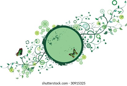 Grunge spring floral frame