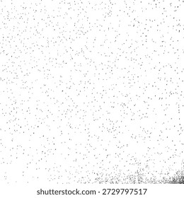Grunge sprinkle spray texture brush. Random dirty sand dust noise splattered dotted overlay. Black splashed stains spots or dark noisy granules. Dust particles. Vector