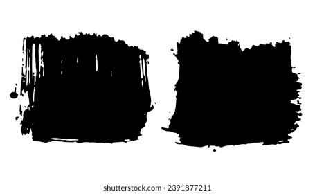 Grunge quadratische Hintergründe, Pinselstriche Set.Abstrakte Abstrakte Abstrakte Tinte Textur.Handgezeichneter Farbstreifen, mit Rauigkeit und Schellen verschmiert.Kunstelement für Design.Einzeln. Vektorgrafik