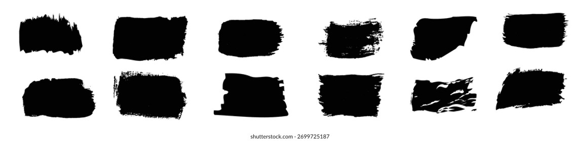 grunge quadrado preto pincel traçados vetor ilustração