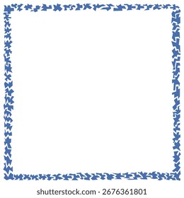 Grunge square frame or border. Grunge background. Abstract vector template. Blue color on white. Shapes like brushes