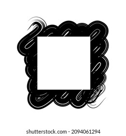 Grunge square frame and border for graphic design. Textured wavy Black template geometric shape. Vector illustration