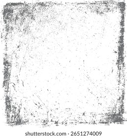 Textura de moldura quadrada Grunge com bordas de borda angustiadas ásperas. Vintage abstrato sobreposição design em fundo branco. Arte de superfície artística usada suja.
