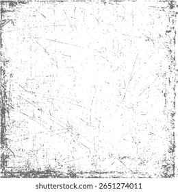 Textura de moldura quadrada Grunge com bordas de borda angustiadas ásperas. Vintage abstrato sobreposição design em fundo branco. Arte de superfície artística usada suja.
