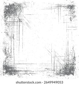 Grunge square frame texture vector design. Distressed sketch border with rough scratch marks and vintage overlay for retro background and art use.
