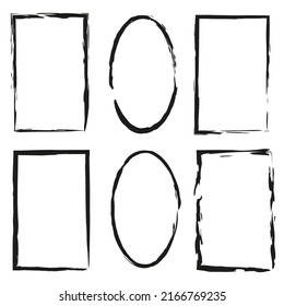 Grunge los marcos cuadrados. Pincel de cuadros de varias formas. Marcos para diferentes propósitos. Ilustración vectorial. Imagen de archivo. 