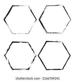 Grunge square frames. Brush frames of various shapes. Frames for different purposes. Vector illustration. Stock image. 