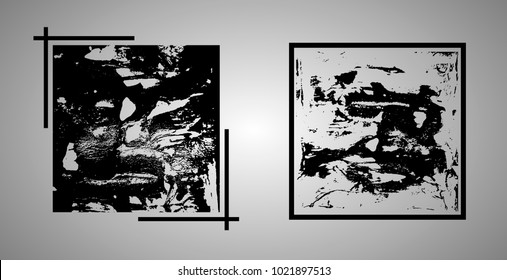 Grunge square on a white background in a frame. Abstract smears.