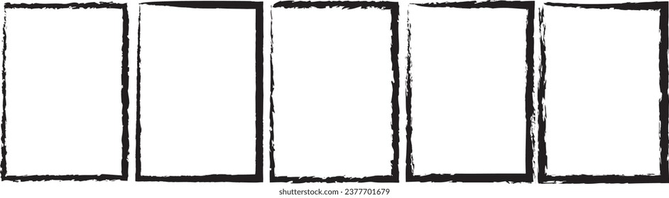 Grunge square and rectangle frames. Ink empty black boxes set. Rectangle borders collections. Rubber square stamp imprint. Vector illustration isolated on white background.


