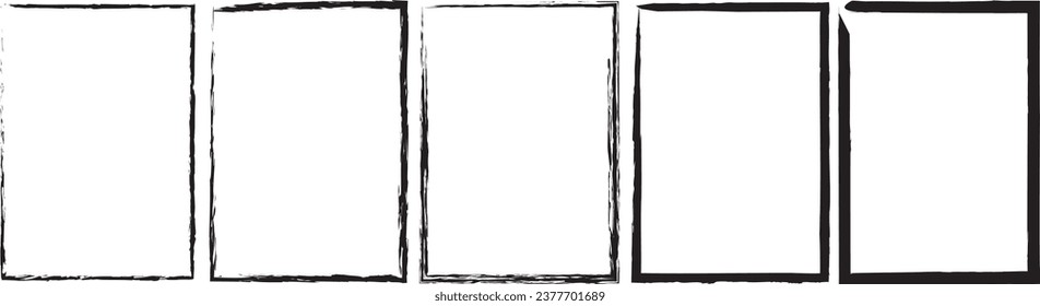 Grunge square and rectangle frames. Ink empty black boxes set. Rectangle borders collections. Rubber square stamp imprint. Vector illustration isolated on white background.


