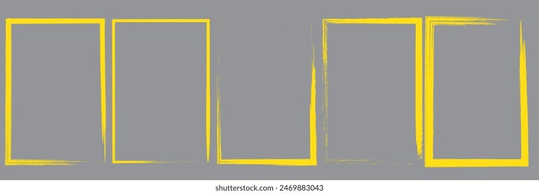Grunge square and rectangle frames. Ink empty black boxes set. Rectangle borders collections. Rubber square stamp imprint. Vector illustration isolated on white background
