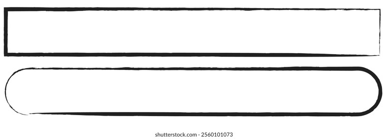 Grunge square and rectangle frames. Ink empty black boxes set. Rectangle borders collections. Rubber square stamp imprint. isolated on white background. Vector illustration. EPS 10