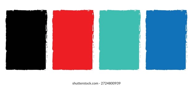 Grunge square set. Red grunge textures, rectangular frame. Rectangle shapes. vector Arts. Multicolour shapes.