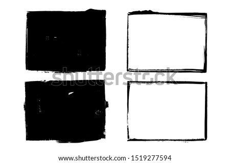 Grunge square shapes, frames, place for text. Black design elements, artistic, art objects. Dirty background. Abstarct texture.