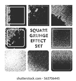 Grunge Square Stamps Collection, Banners, Insignias , Logos, Icons, Labels and Badges Set . vector distress textures.blank shapes.