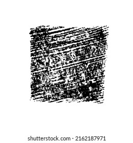 Grunge square template background with texture. Vector black painted square or rectangular shape with scribbles. Hand drawn brush stroke isolated on white. Dirty grunge design box or template for text
