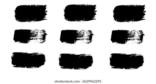 Planos de fundo do modelo quadrado do Grunge definidos. Vetor preto pintado quadrados ou formas retangulares. Vetor preto pintado quadrados ou formas retangulares. Vetor desenhado à mão Eps 10
