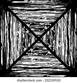 Grunge square tile illustration. Retro ink vector Line. 