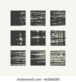 Grunge squares set. Vector illustration.