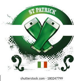 grunge st patrick shield with cloverleaf