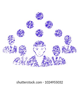 Grunge Staff Manager rubber seal stamp watermark. Icon symbol with grunge design and dust texture. Unclean vector blue emblem staff manager.