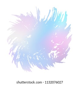 Grunge stain. Holographic. Rainbow colors. Ink splash. Isolated backdrop for text or logo. Liquid stain. Watercolor paint stroke. Holography. Place for text. Design element.