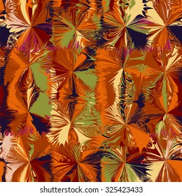 Grunge stained and striped seamless pattern in brown,green,orange,black colors