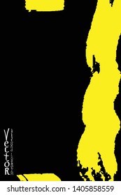 Grunge stains with a dry brush. Abstract yellow-black background