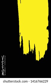 Grunge stains with a dry brush. Abstract yellow-black background
