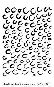 Grunge stains hand drawn vector seamless background. Texture of dirty ink circles. Black paint dry brush splashes, stains background. Abstract rough spots, background with spots. Wrapping paper design