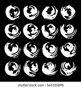  Grunge stains. Set of brushes design elements, hand drawn with ink.