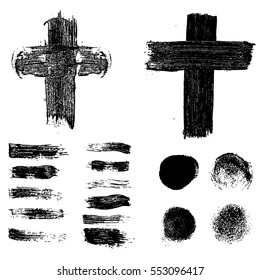 Grunge stains set on white background. Vector illustration