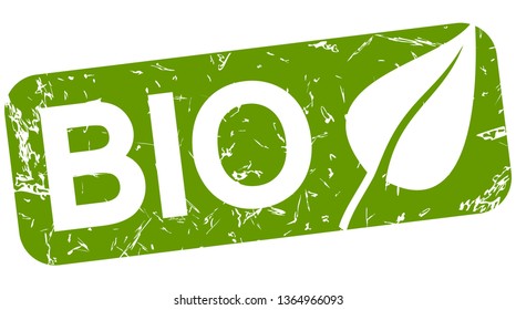 grunge stamp with background colored green and text BIO