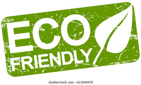 grunge stamp with background colored green and text ECO FRIENDLY