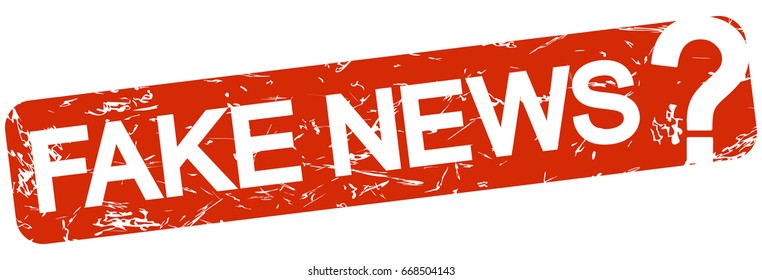 grunge stamp with background colored red and text Fake News