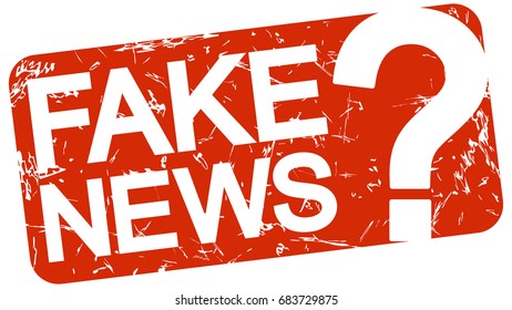 grunge stamp with background colored red and text Fake News