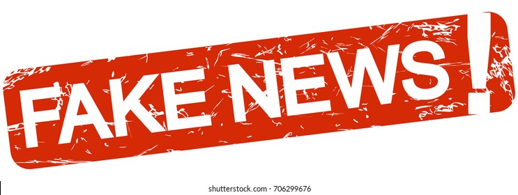grunge stamp with background colored red and text Fake News